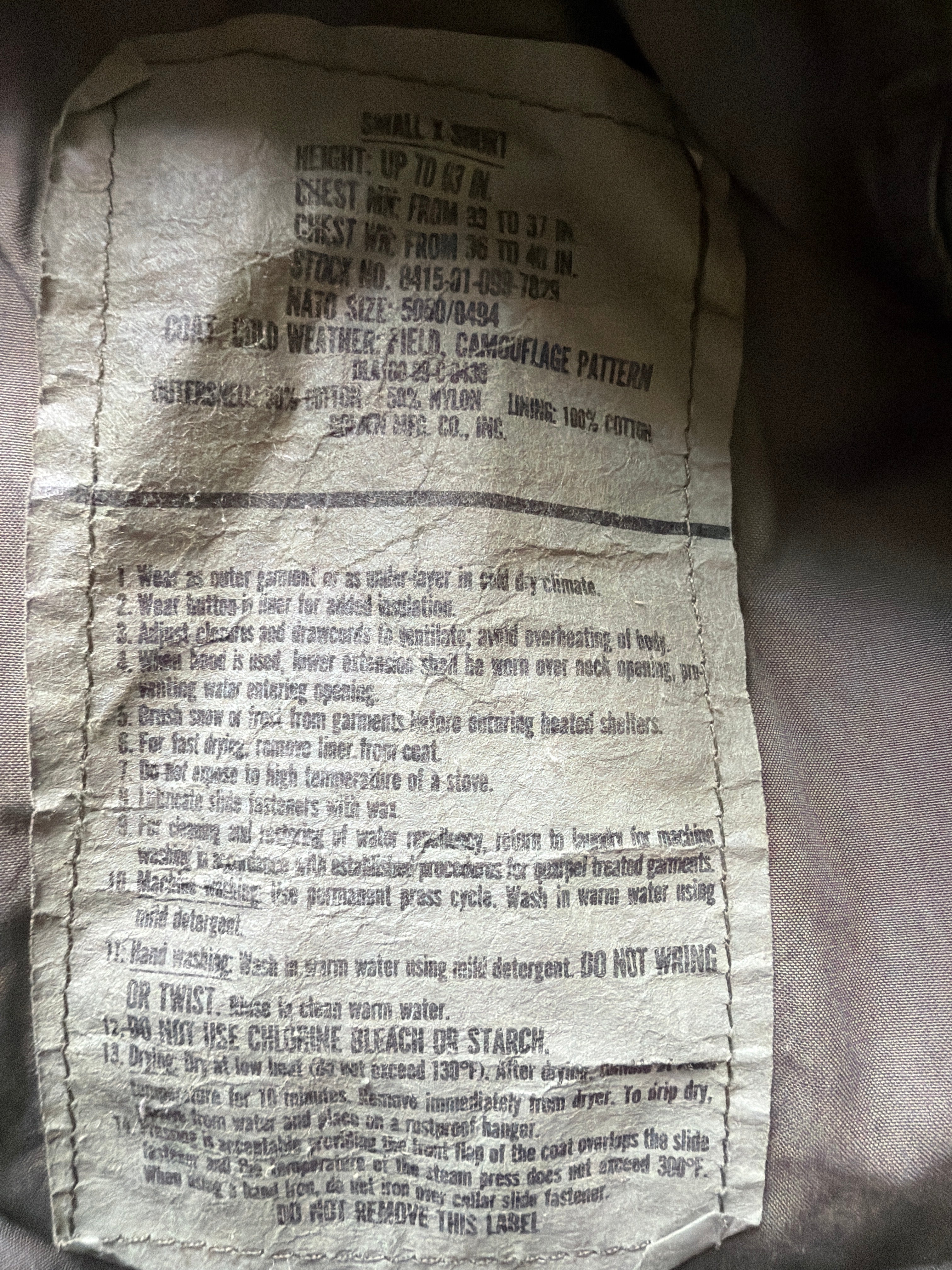 M65 Field Jacket Camouflage – Vintage – Size Small