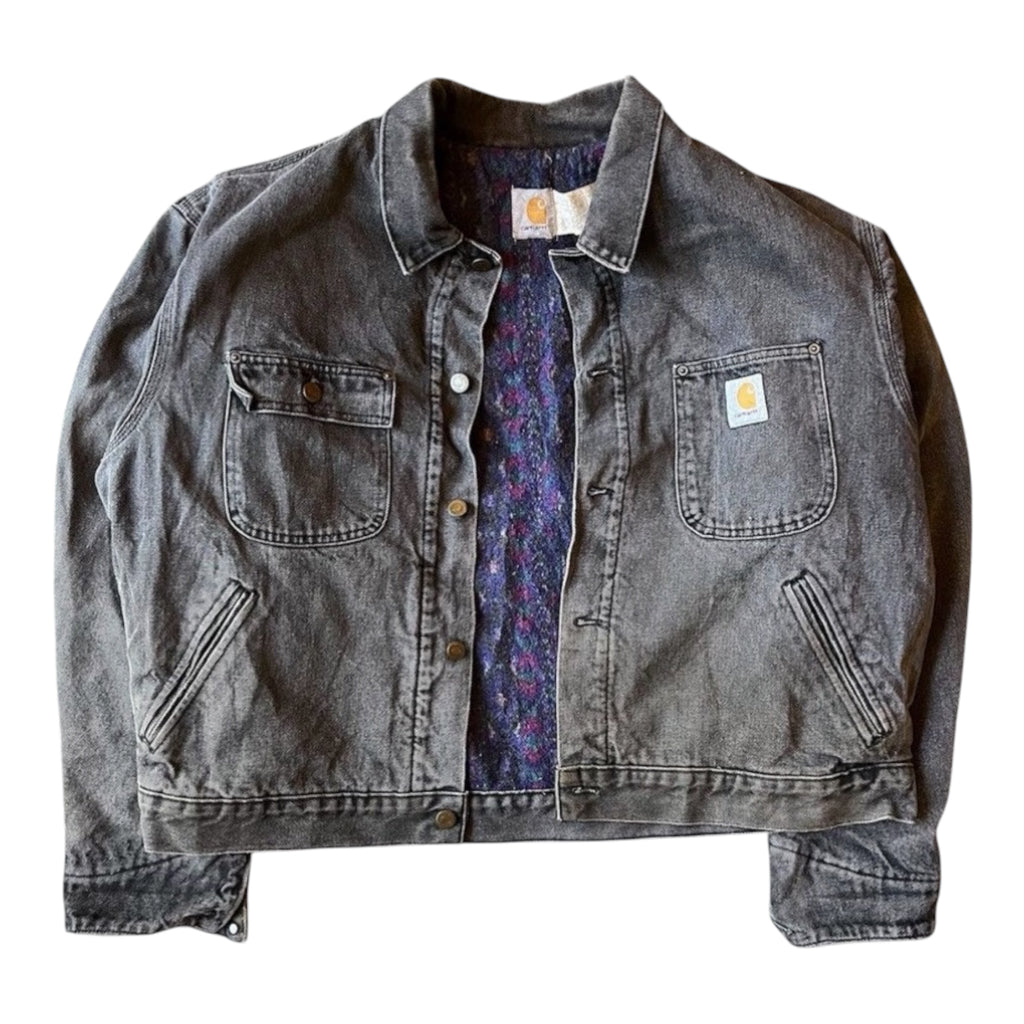 Carhartt Blanket Lined Black Denim Trucker Jacket – Vintage 90s – Size L