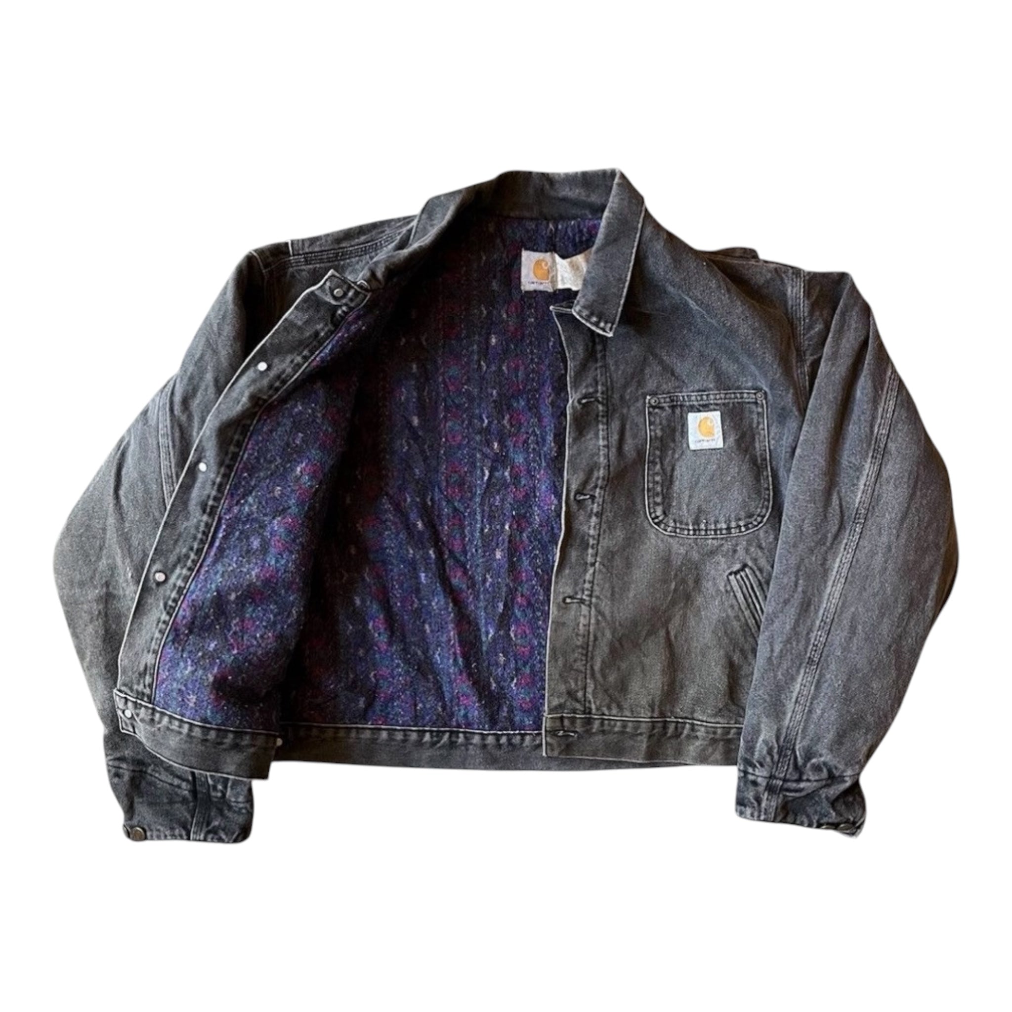 Carhartt Blanket Lined Black Denim Trucker Jacket – Vintage 90s – Size L