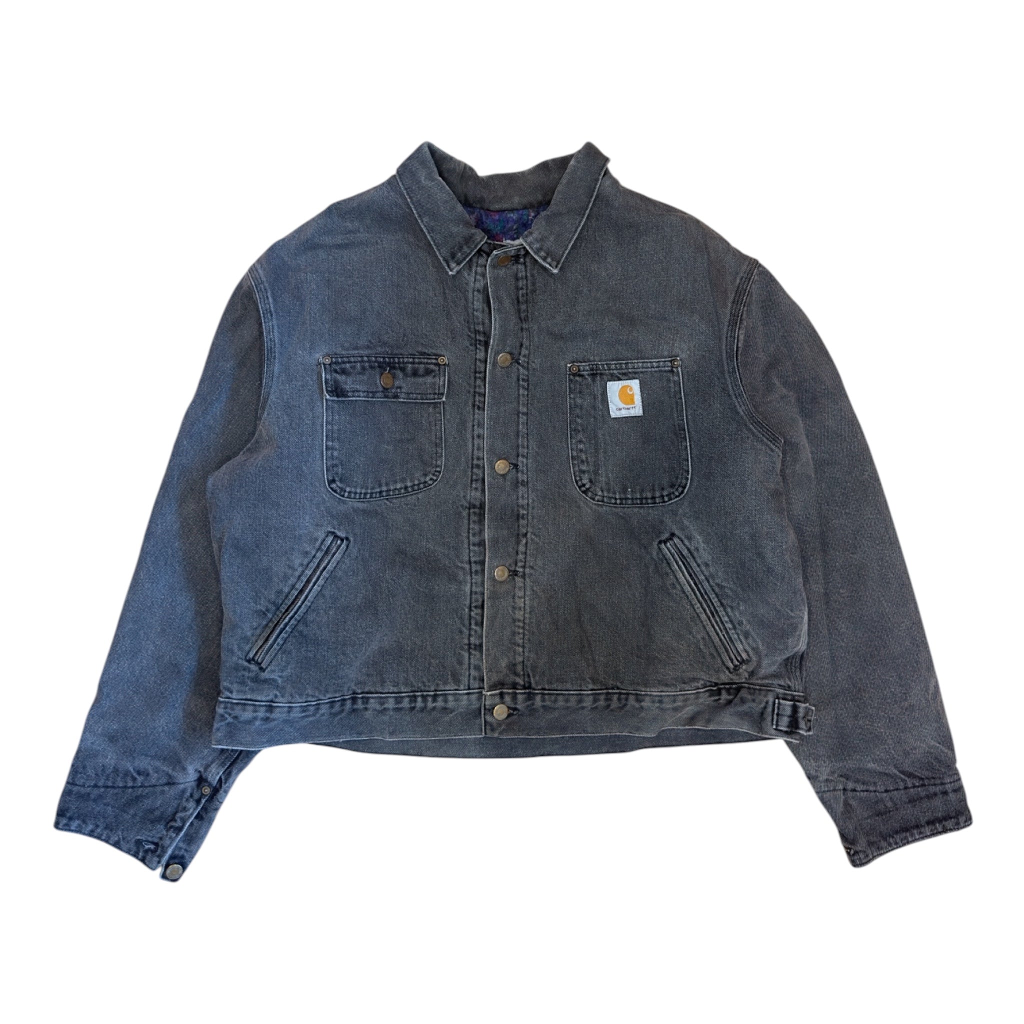 Carhartt Blanket Lined Black Denim Trucker Jacket – Vintage 90s – Size L